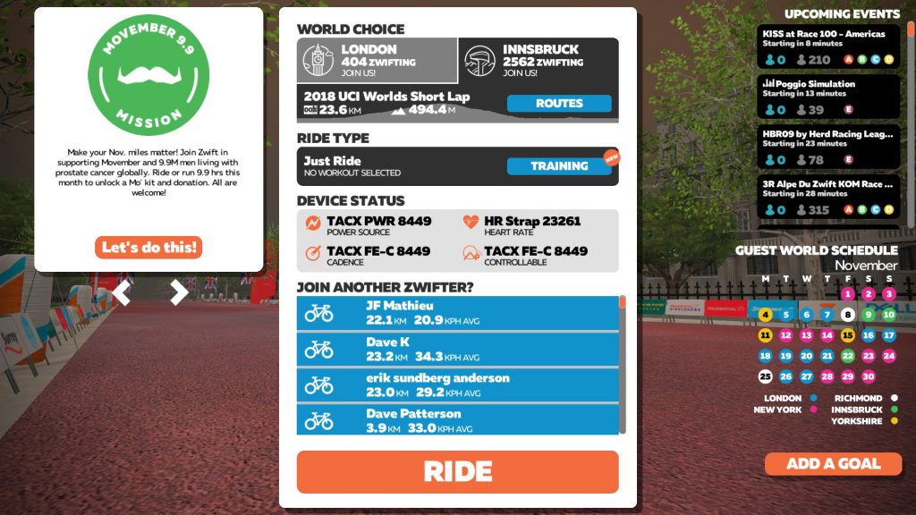 Zwift Events movember